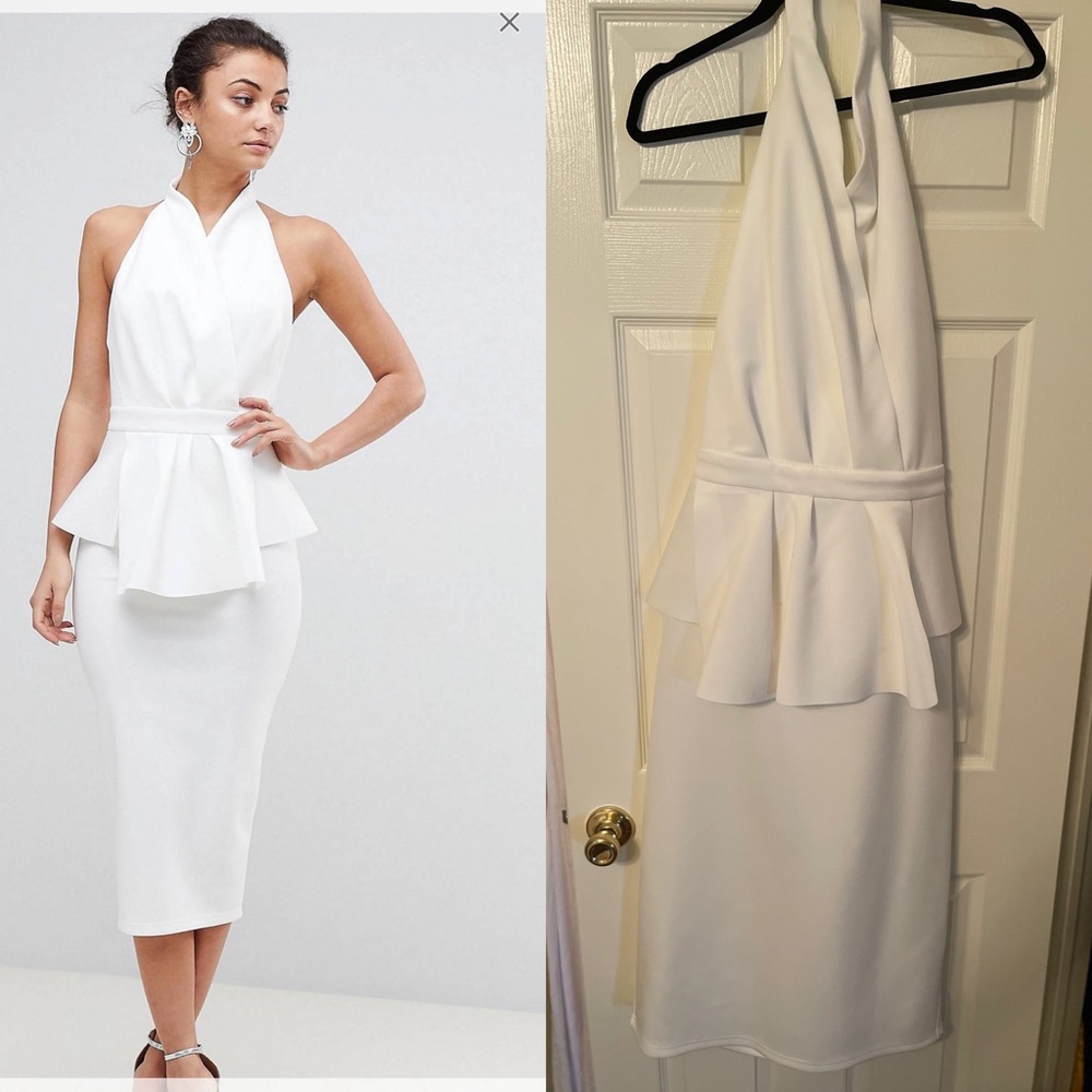Scuba Halter Wrap Midi Dress